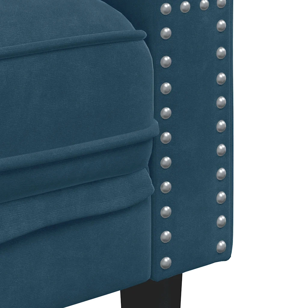 Divano Chesterfield con Rinforzi 2 Posti Blu in Velluto 372691