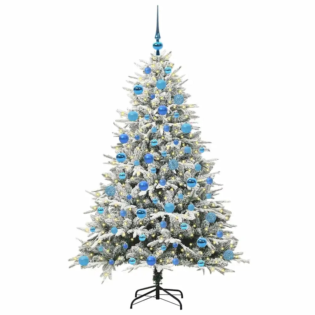Albero di Natale Artificiale Pre-illuminato con Set di Palline