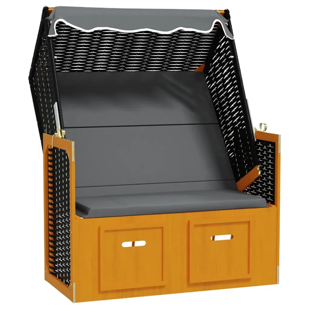 Strandkorb e Tettoria Polyrattan Legno Massello Nero Antracite CFW6777725