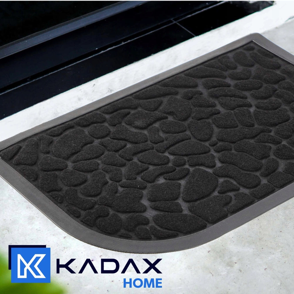Zerbino da ingresso KADAX per esterni, semicircolare in gomma, 60x40 cm