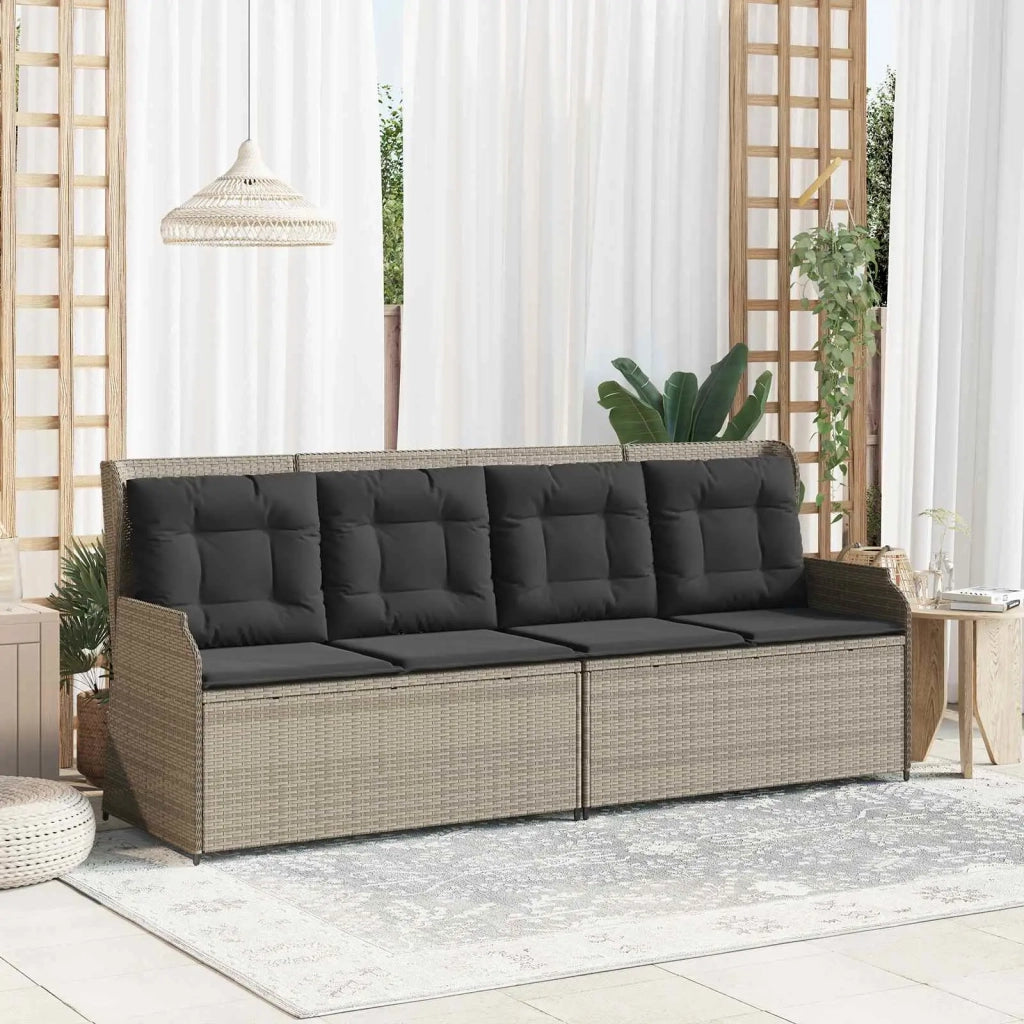 Panchina da giardino con cuscino Grigio chiaro polyrattan 3394445