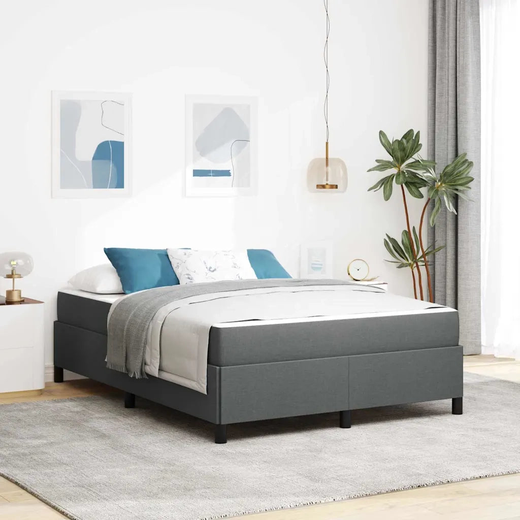 Letto a molle con materasso Grigio scuro 140 x 190 cm Tessuto