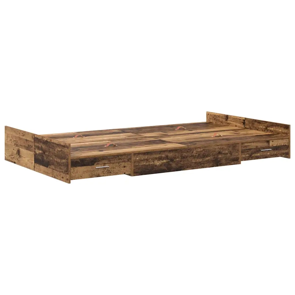 Struttura letto con contenitore-Giroletto con contenitore Legno vecchio 120 x 190 cm 981364