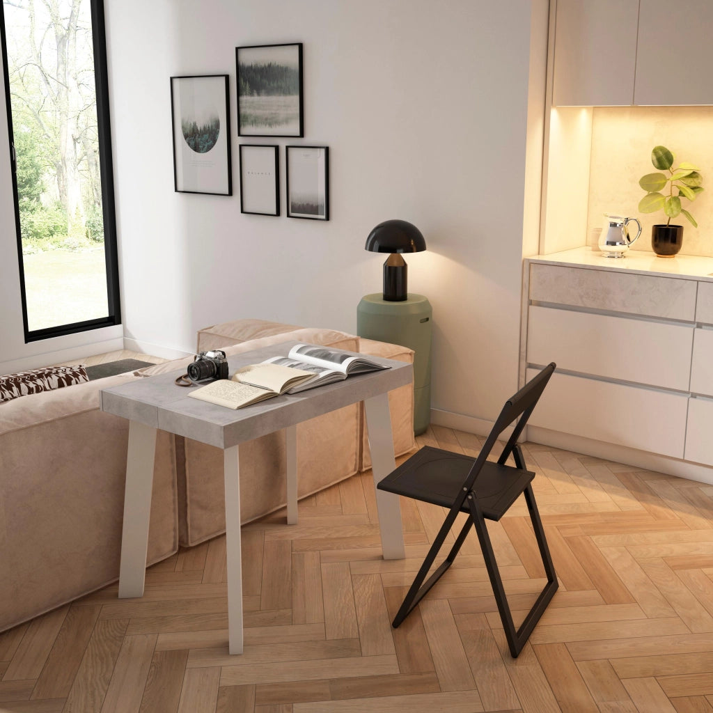 Consolle allungabile, 262x90x73cm, Per 12 persone, Gambe in legno, grigio cemento RF3113