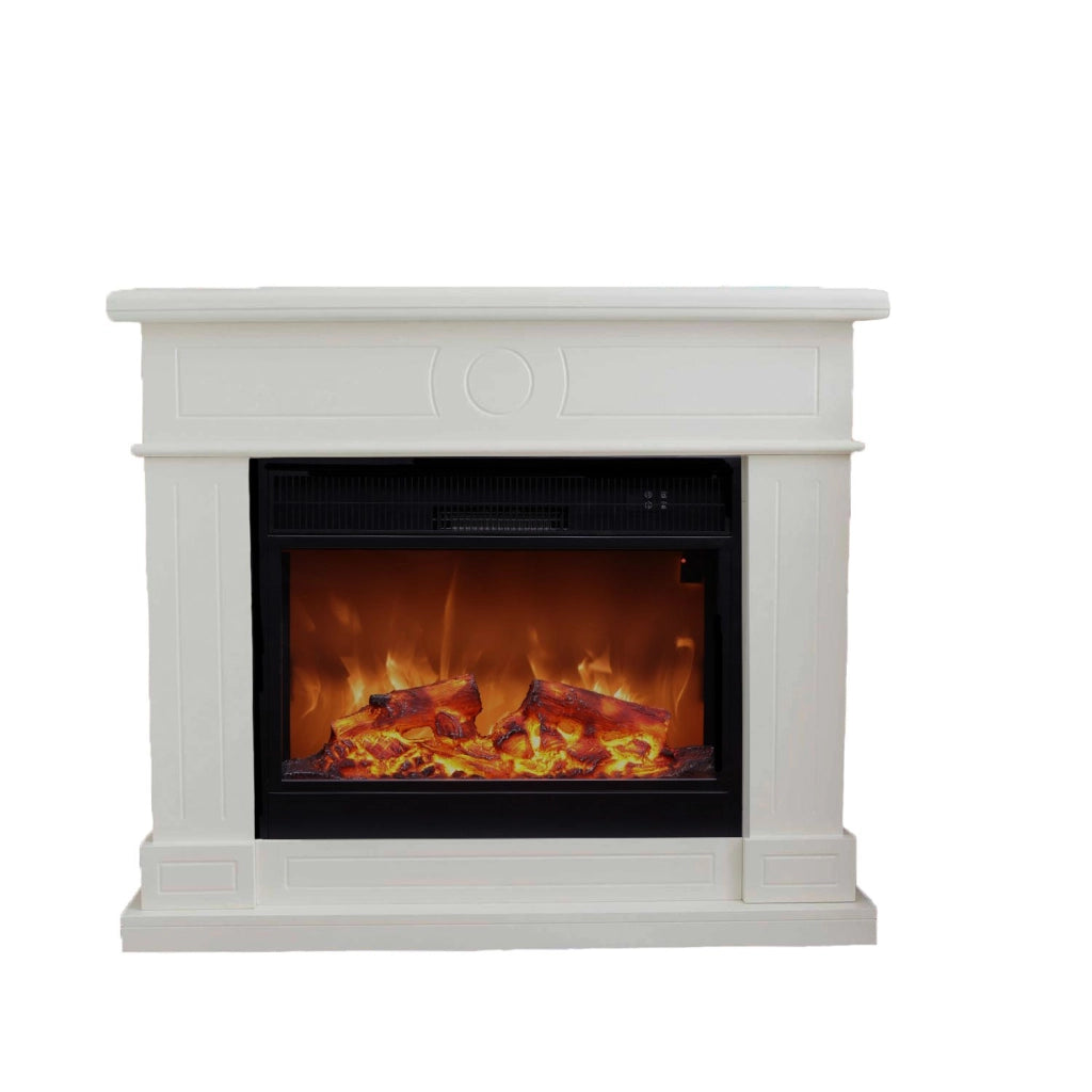 Camino Elettrico da Pavimento 109x22x95 cm Effetto Fiamma 1500W Sined Lipari XXL Bianco