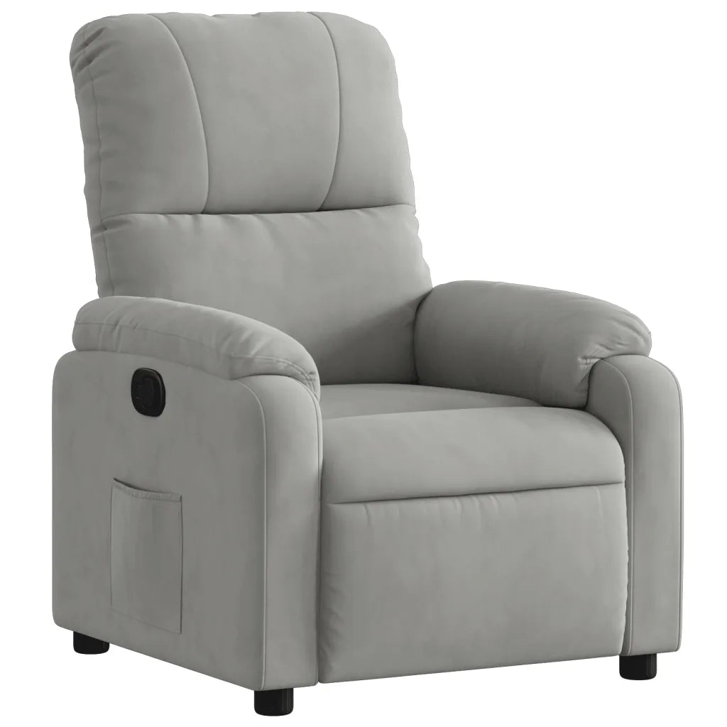 Poltrona | Sedia Relax Reclinabile Grigio Chiaro in Tessuto di Microfibra