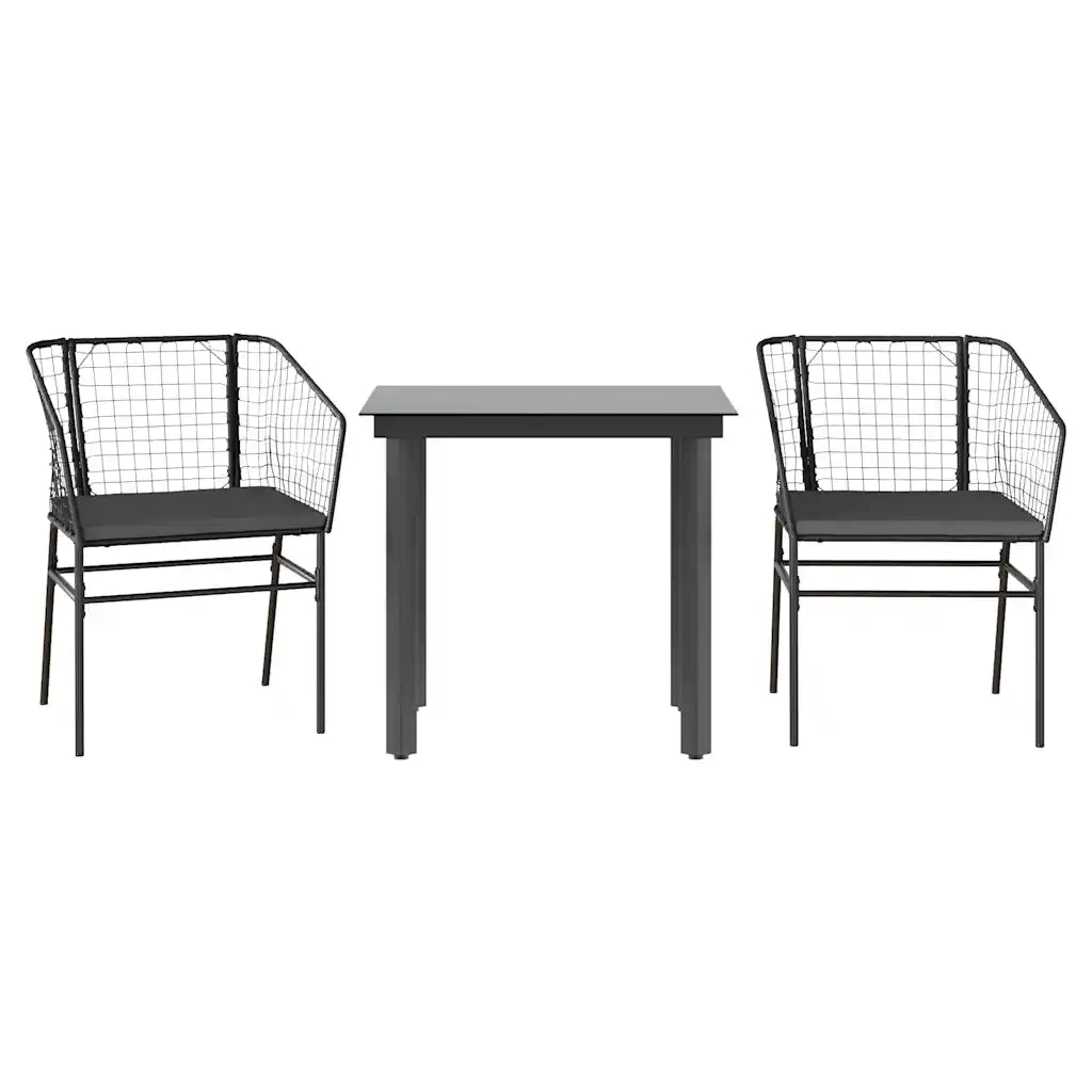 Set da Pranzo da Giardino 3 pz con Cuscini Polyrattan Vetro 3334597