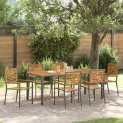 Set da Pranzo per Giardino 7 pcs Grigio e Marrone polyrattan
