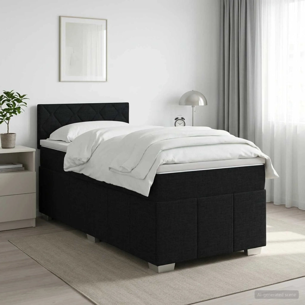 Letto box spring con materasso Nero 80 x 200 cm Tessuto 3451089