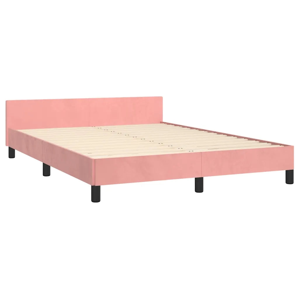 Giroletto con Testiera senza Materasso Rosa 140x200 cm Velluto 347578