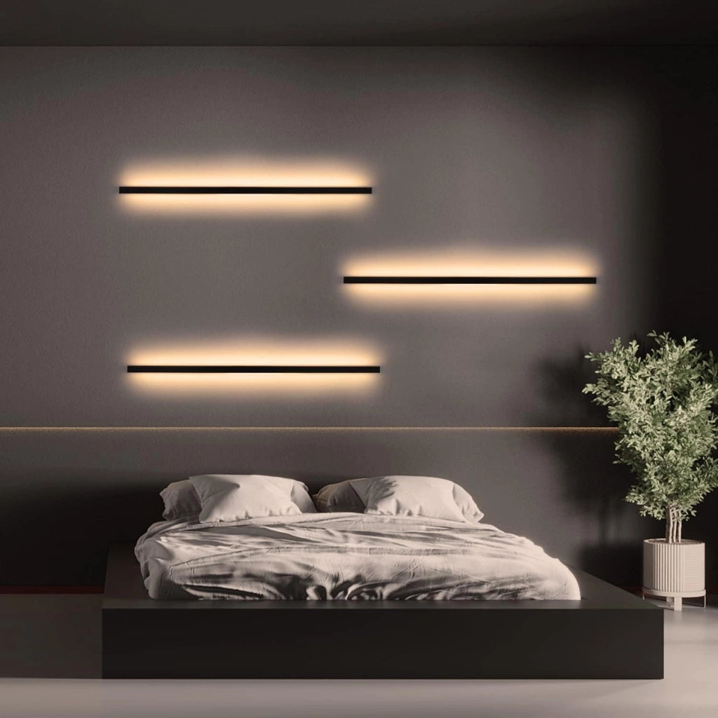 ZMH Applique da parete a LED per interni nera 100cm lampada da parete moderna 3000K per corridoio e camera da letto