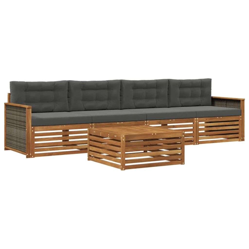 Set di divani da esterno con cuscino 5 pcs Naturale e Antracite 3382990