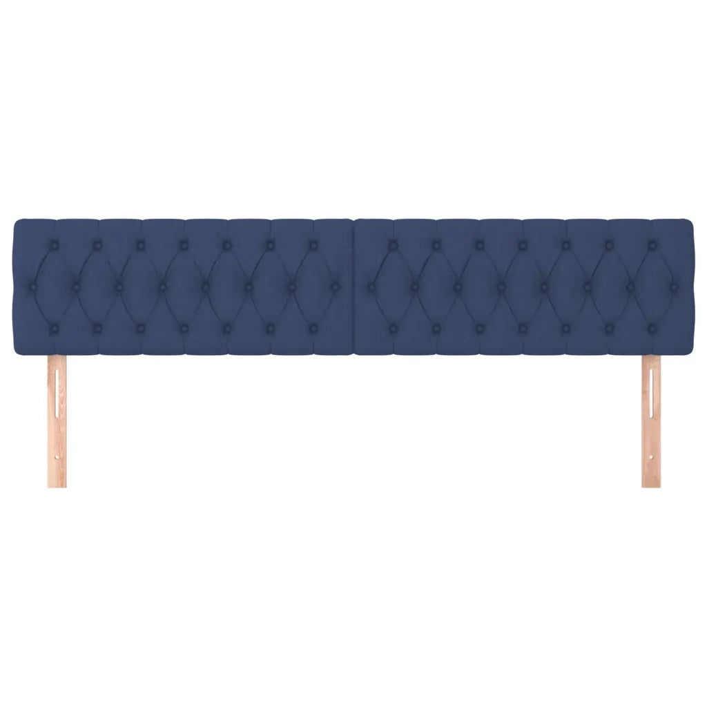 Testiera 2 pz-Set di 2 Testata-Testiera Decorativa Blu 100 x 7 x 78/88 cm in Tessuto