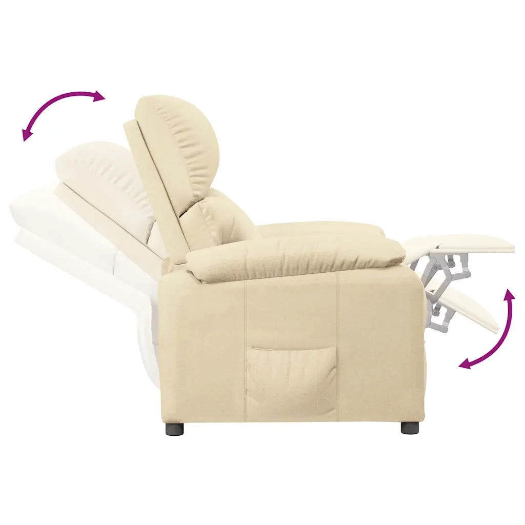 Poltrona | Sedia Relax Reclinabile in Tessuto Crema