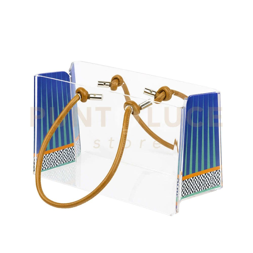 SHOPPER PICCOLA CHARLOTTE IN CRISTALLO ACRILICO TRASPARENTE E CON DECORO ETHNIC