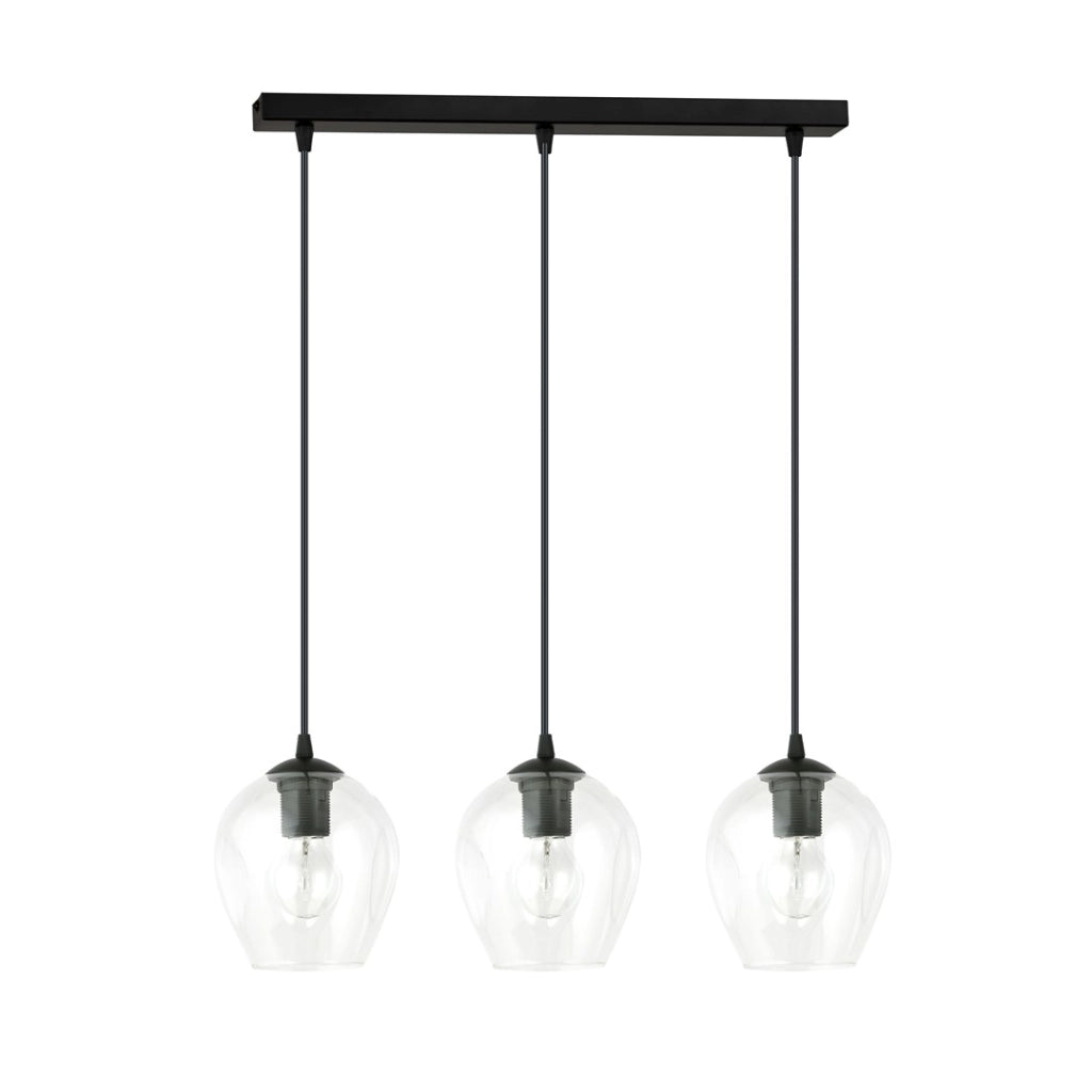Emibig lampadario ISTAR 3 3xE27 vetro trasparente nero