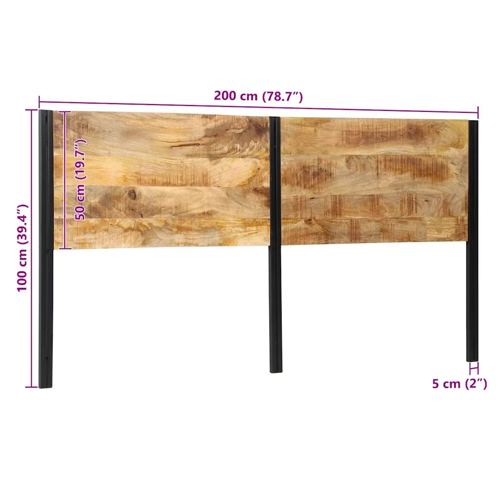 Testiera-Testata 200 cm in Legno Massello di Mango e Ferro
