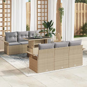 Set Divano da Giardino con cuscino 7 pcs Beige polyrattan 3348206