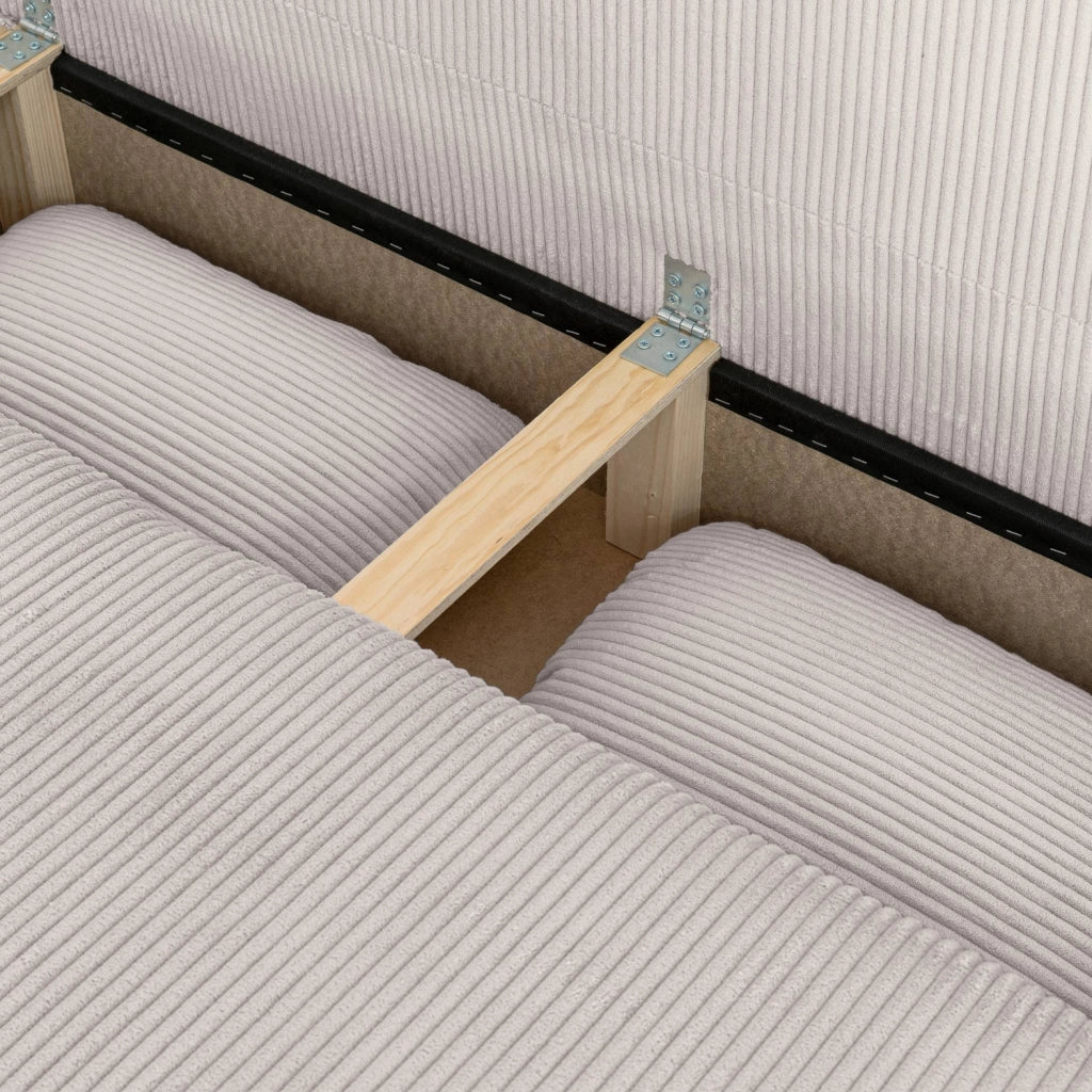 Divano letto in velluto a coste, 3 posti, beige grigio