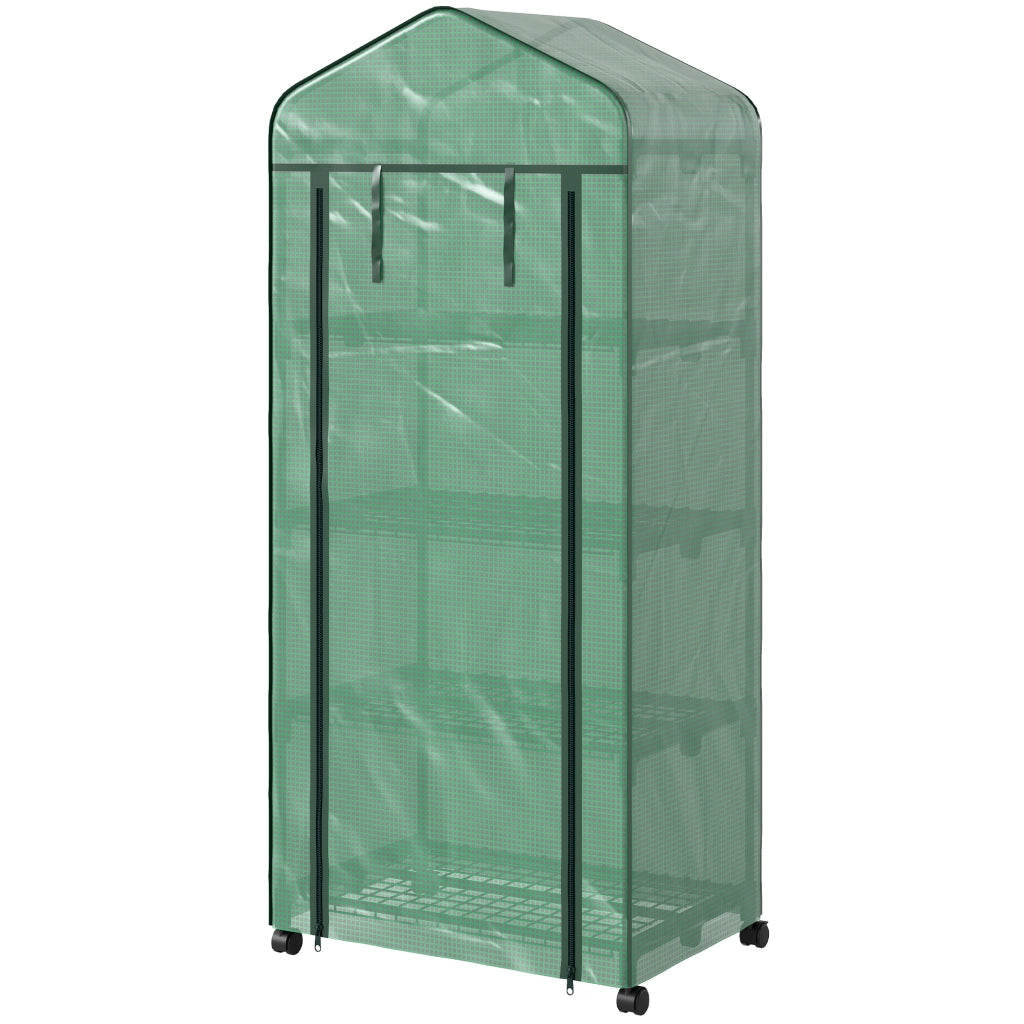 Serra da Balcone 4 Livelli con Rotelle ¨C zephmum ¨C Acciaio e PE Verde 69x50x165