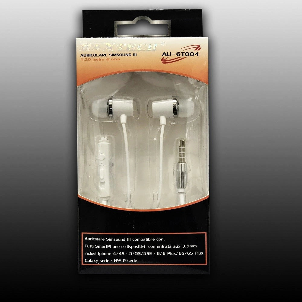 Trade Shop - Auricolari Cuffie Con Filo Simsound Musica Microfono Per Smartphone Maxtech Au-6t004 -