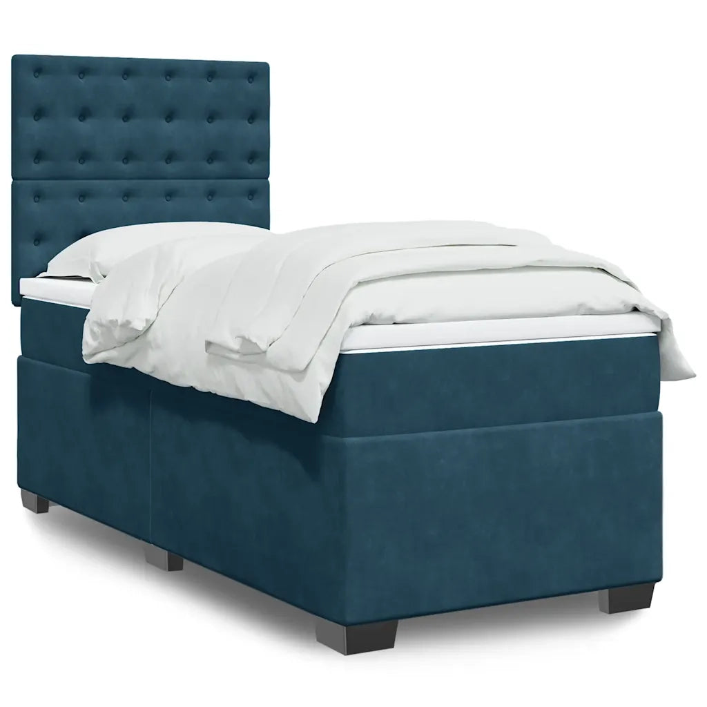 Giroletto a Molle con Materasso Blu 90x190 cm in Velluto 3290802