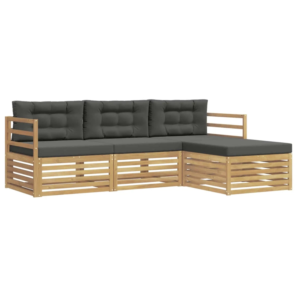 Set di divani da esterno 4 pz Bianco e Antracite Poliestere 3390267