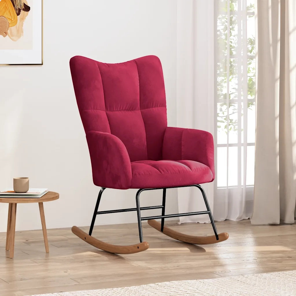 Sedia a Dondolo Rosso Vino in Velluto 328144