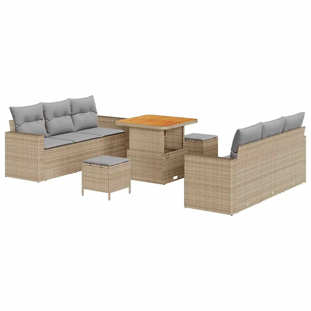 Set Divano da Giardino con cuscino 9 pcs beige e grigio chiaro 3363517