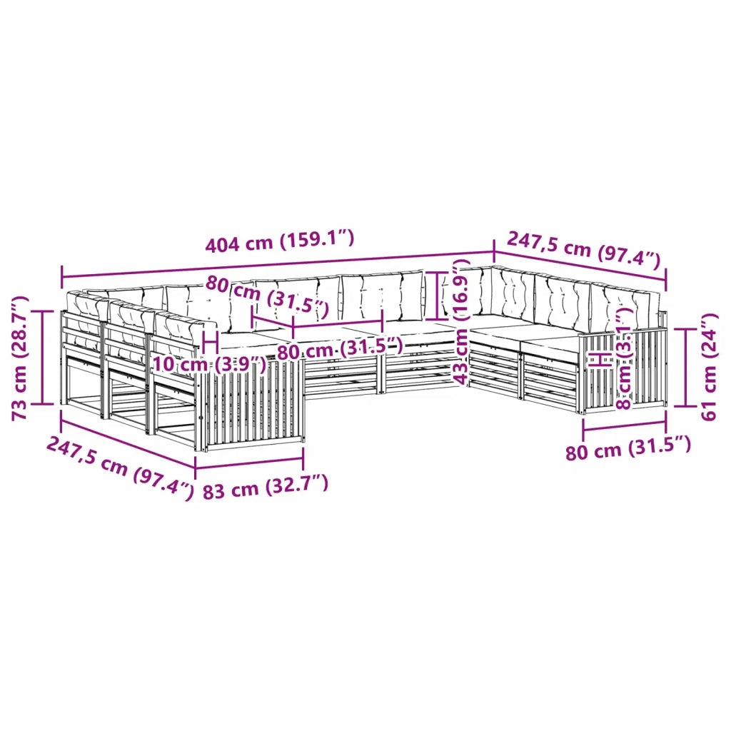 Set di divani da esterno 9 pcs Grigio Naturale e Chiaro 3374126