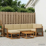 Set di divani da esterno con cuscino 7 pcs Naturale e Beige 3385369