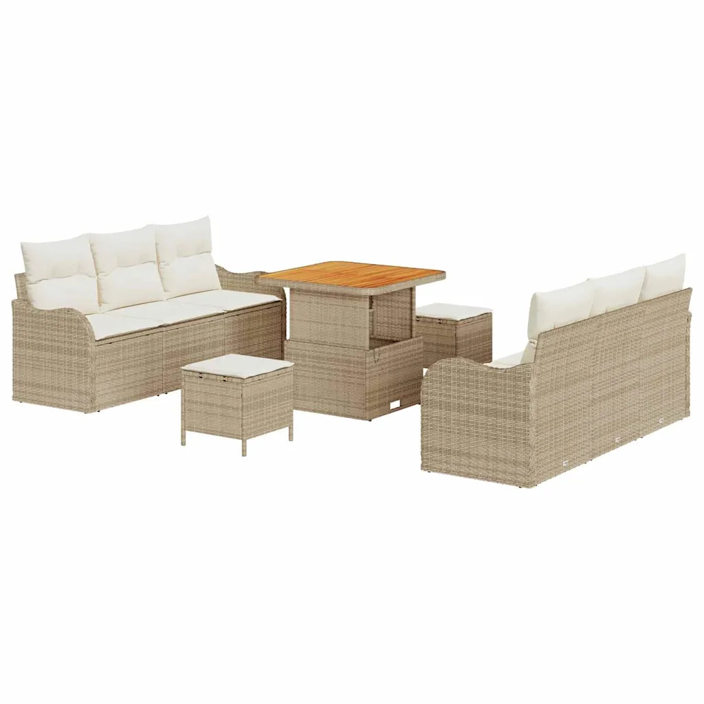 Set Divano da Giardino con cuscino 9 pcs Beige polyrattan 3362216