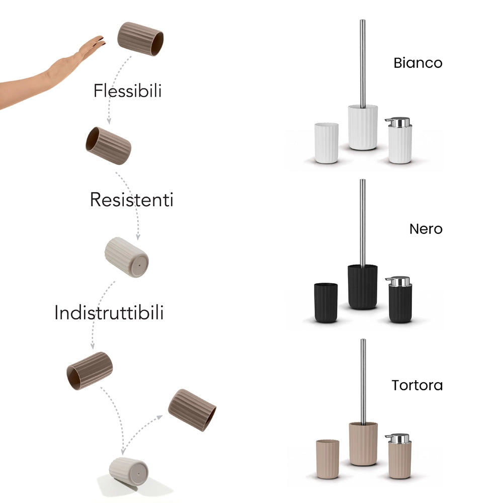 Set accessori bagno da due pezzi in gomma termoplastica bianca - Gummy