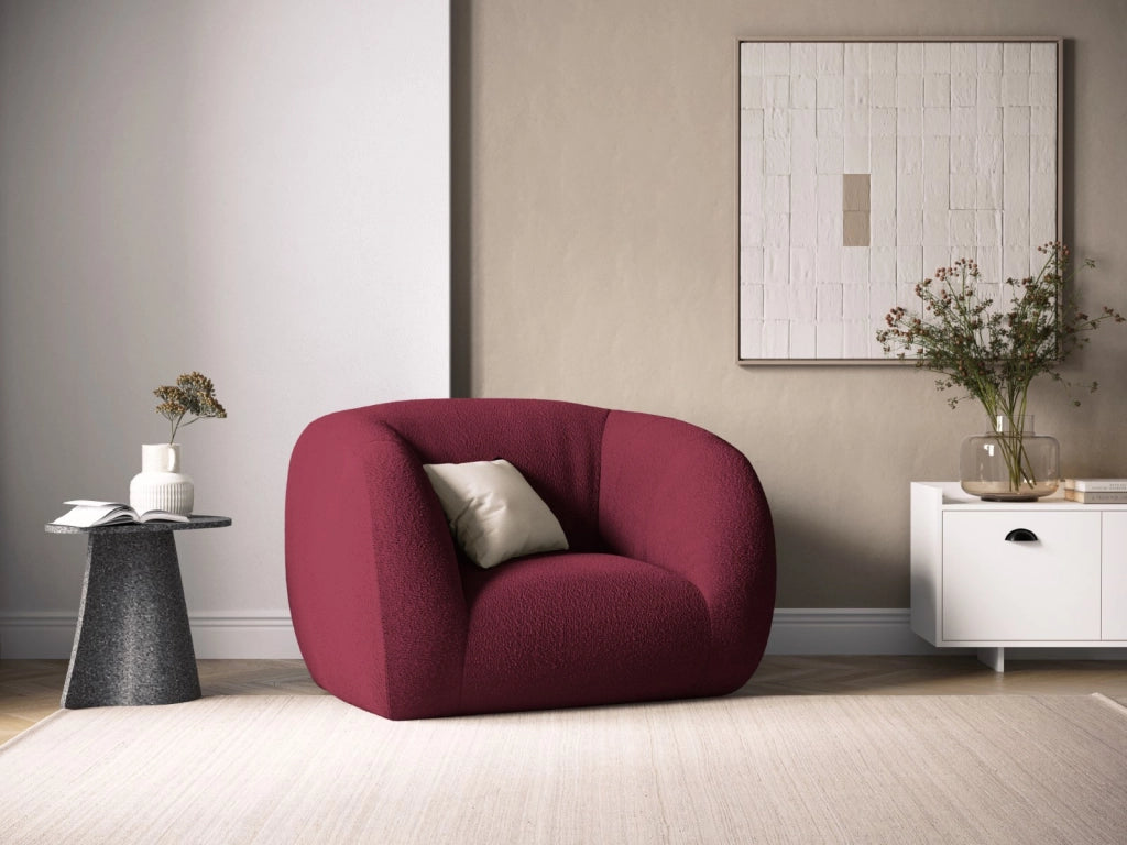 Cosmopolitan Design - Poltrona "Essen" in bouclé bordeaux 