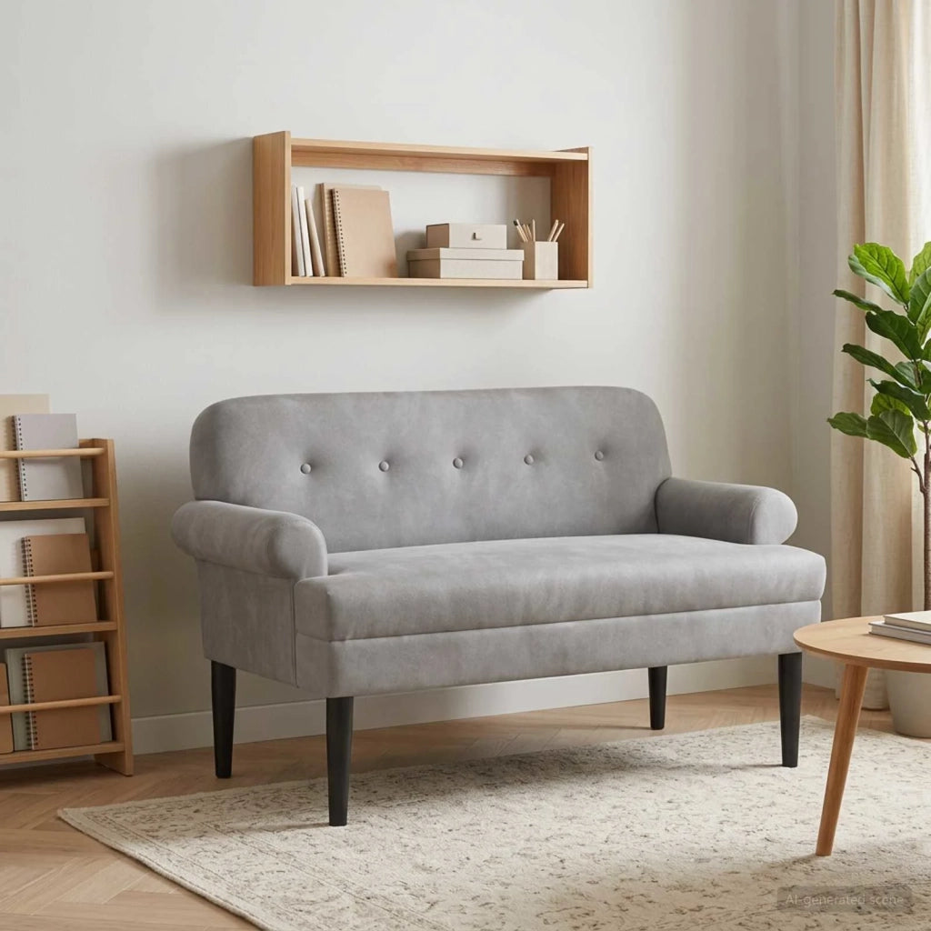 Loveseat con bottoni imbottiti Grigio Chiaro 120 x 66 x 78 cm 42041828