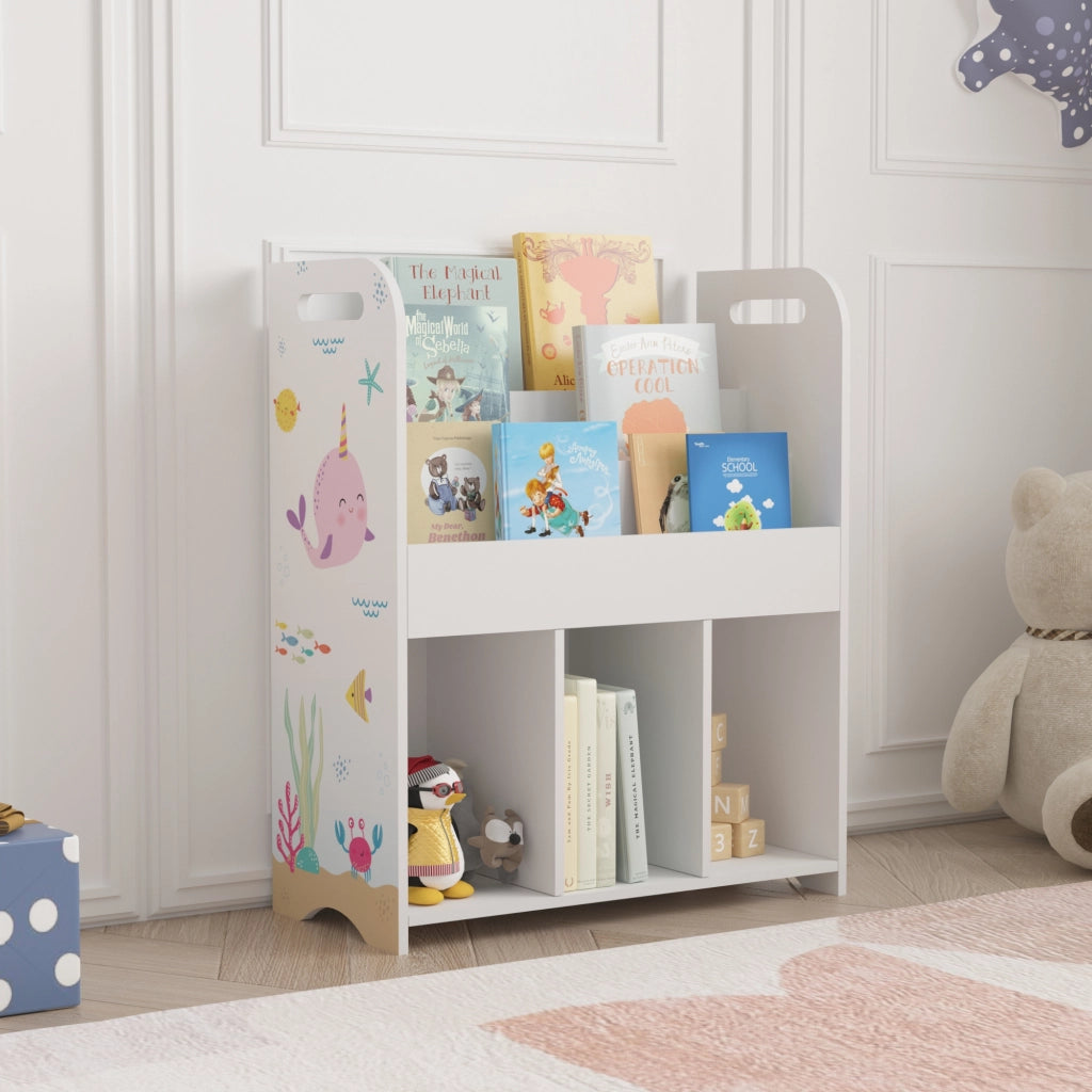 Scaffale per Cameretta Røyrvik Mobile per Libri Giochi 75x62x29 cm Oceano [en.casa]