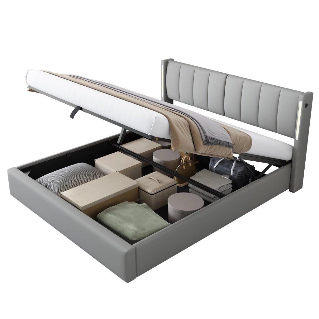 letto imbottito pu grigio 140 x 200 cm