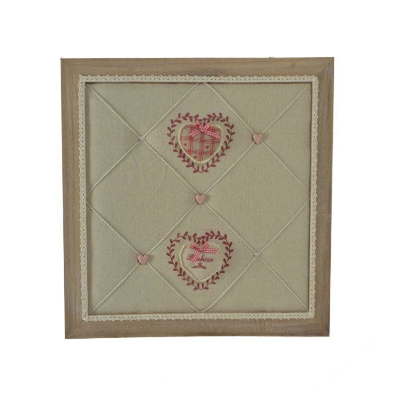 Portamemo legno con stoffa rouge quadro cm 47x47x7
