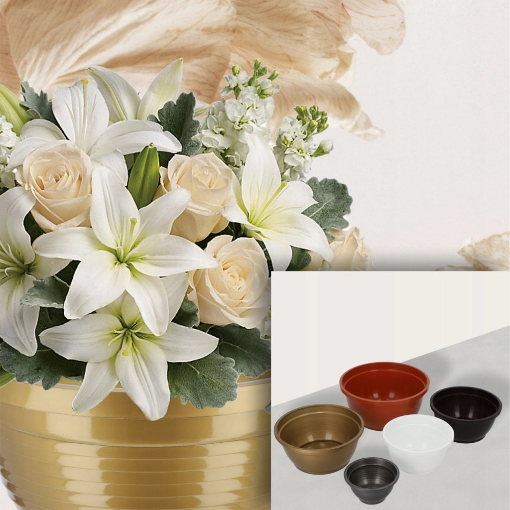 Vaso da fiori KADAX per cimitero, in plastica, per lapidi, con crisantemi, 18 cm.
