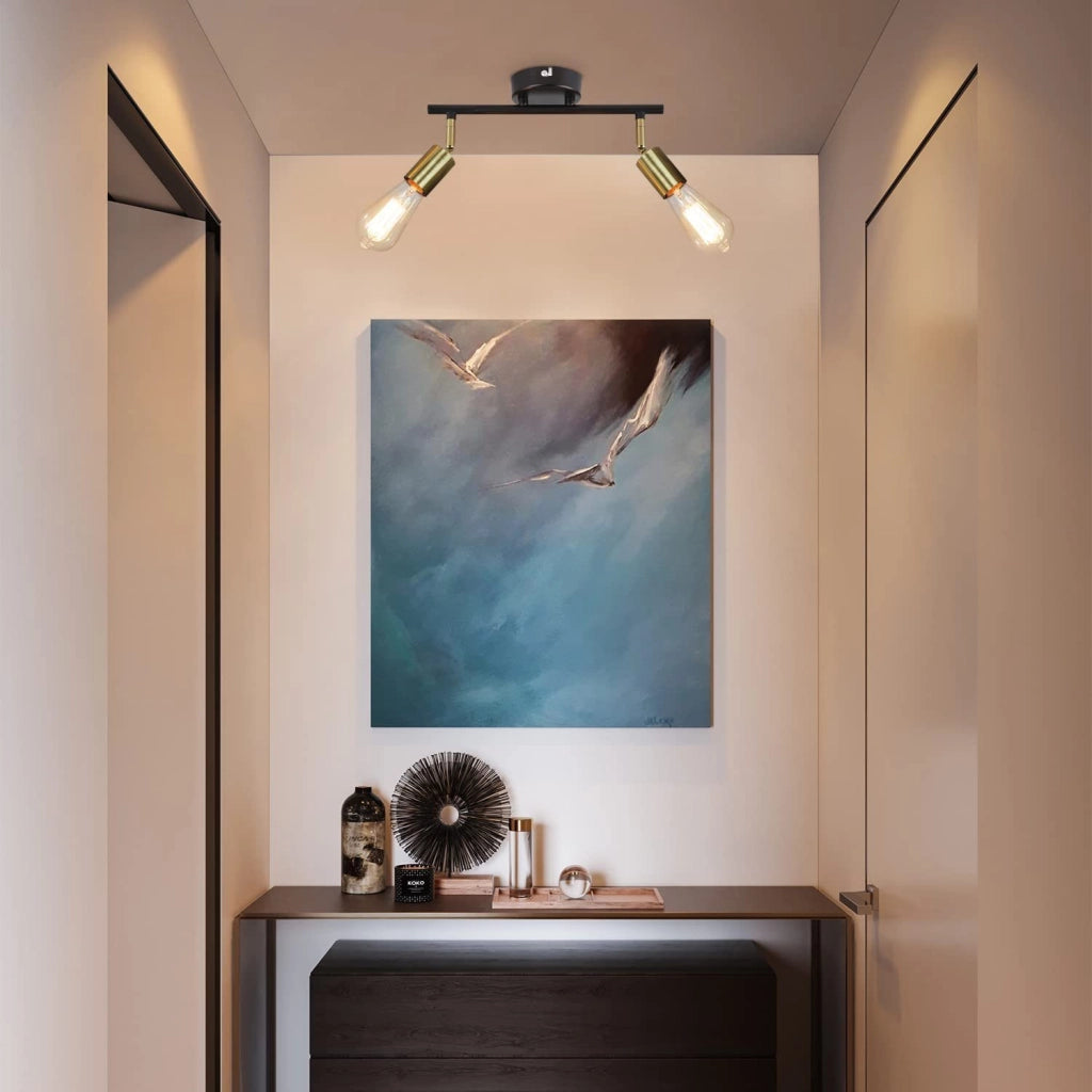 ZMH Faretto da soffitto vintage E27 nero oro a sospensione