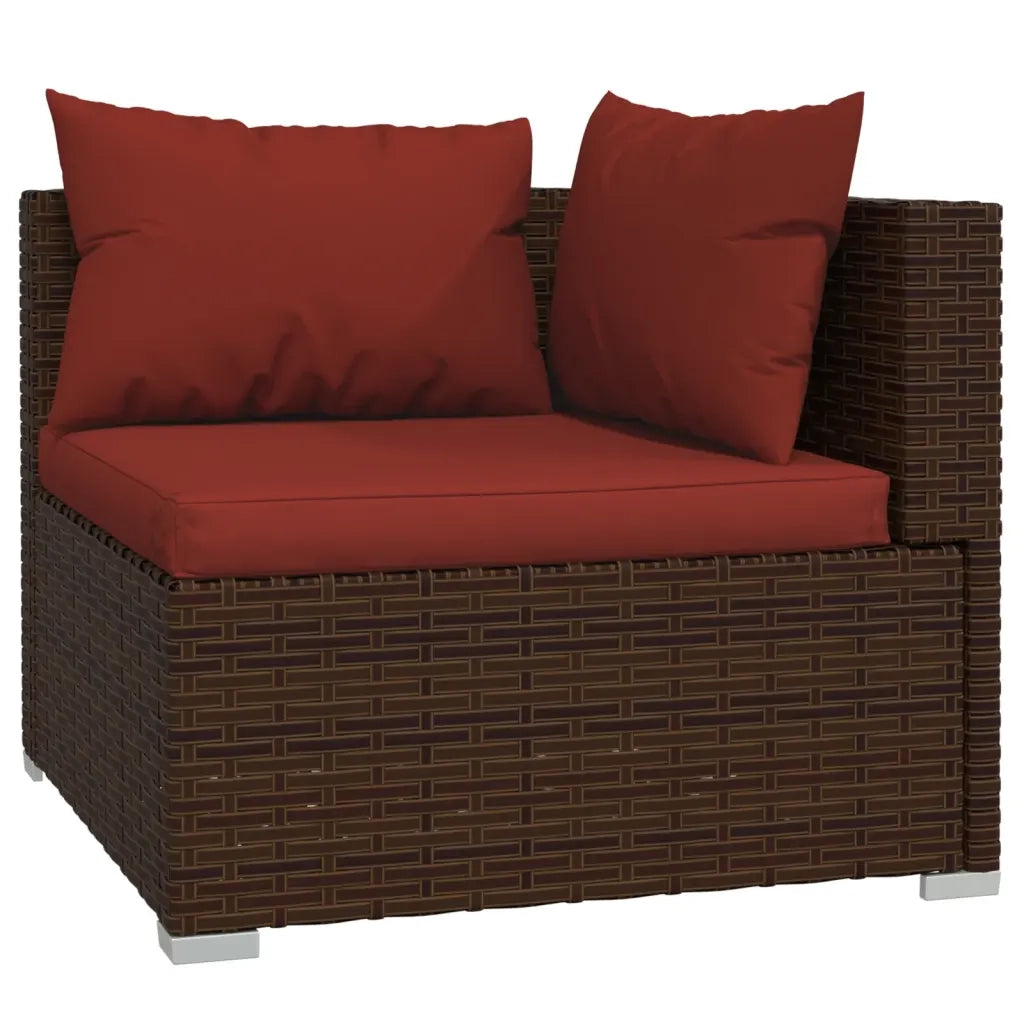 Set Divani da Giardino 9 pz con Cuscini in Polyrattan Marrone 3102059