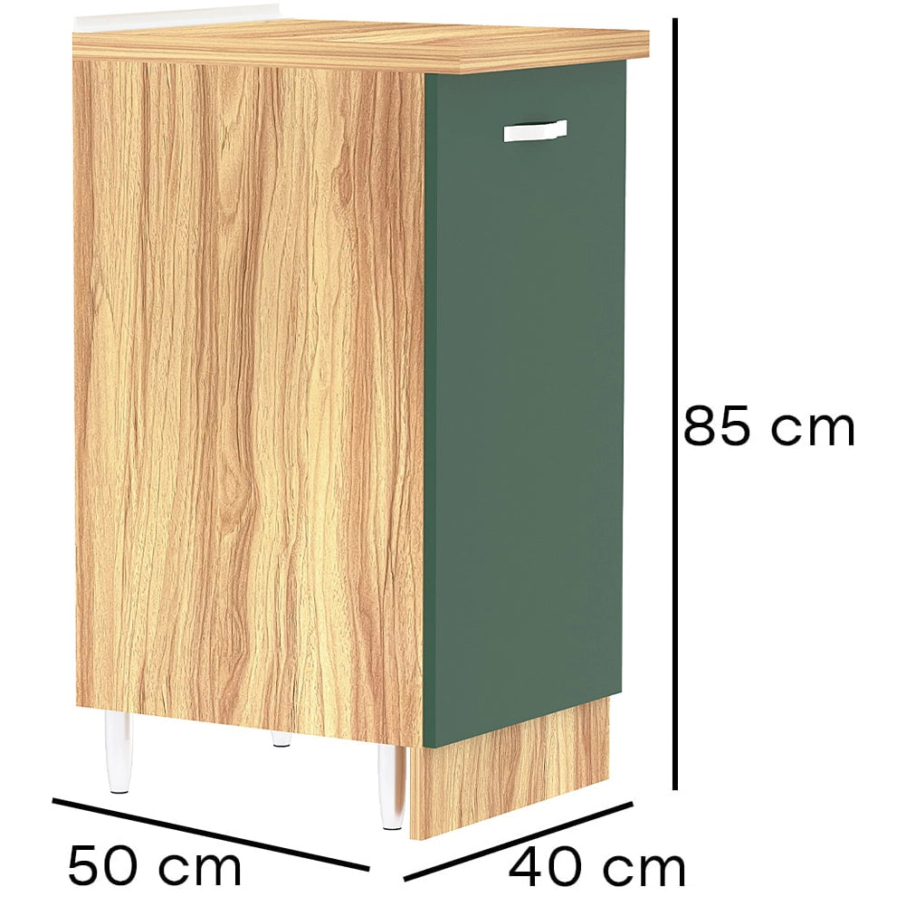 Mobile Base Cucina Componibile Minimal Colore Verde con 1 Anta e 2 Scomparti