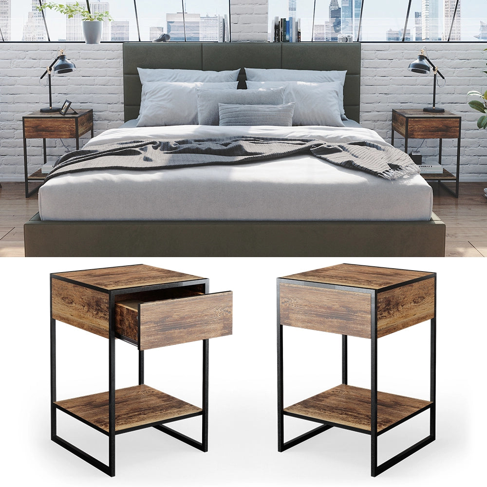Vicco Comodini camera da letto Legno antico 43.5 x 66 cm Set di 2
