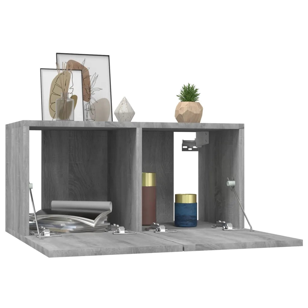 Mobili TV Parete 4pz Grigio Sonoma 60x30x30cm Legno Multistrato 3120204