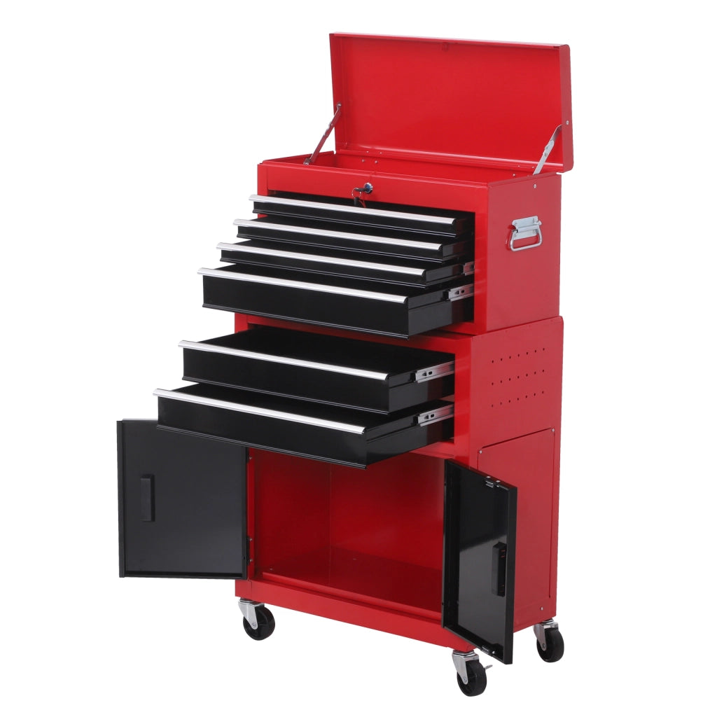 Cassettiera con 6 cassetti e cassa mobile ¨C Minimal ¨C acciaio rosso e nero