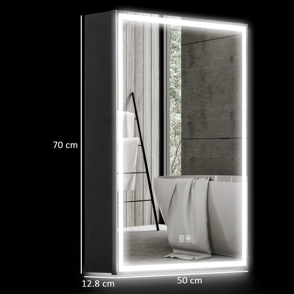 Armadietto Bagno con Specchio e Luci LED ¨C Zephmum ¨C Nero