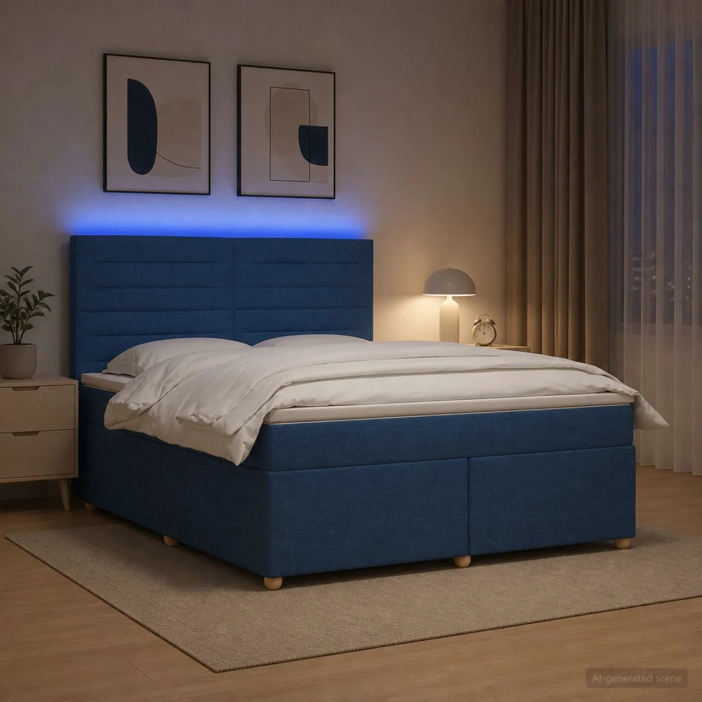 Letto box spring con materasso Blu 180 x 200 cm Tessuto 3455405