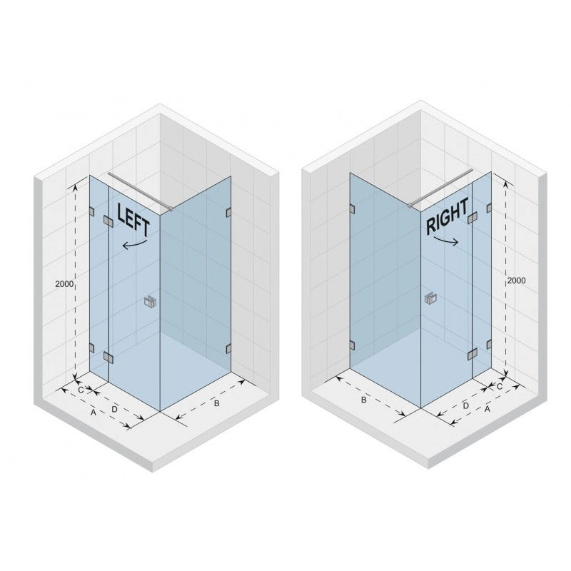 Box doccia angolare destro SCANDIC NXT 203 RIHO 100x80 x200cm con cerniera cromata