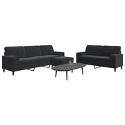 Set di Divani 3 pz con Cuscini e Rinforzi Nero in Velluto 3278506