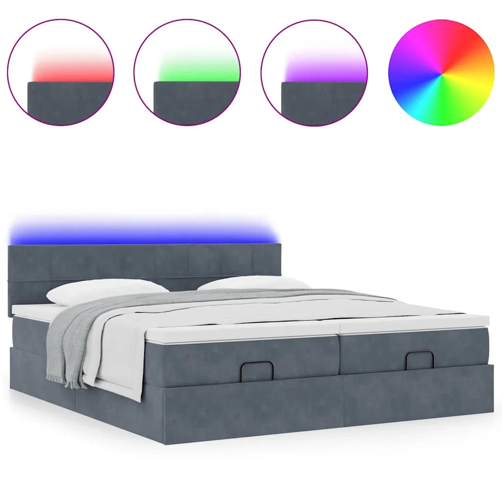Struttura Letto Pouf con Materassi 160x200 cm in Velluto